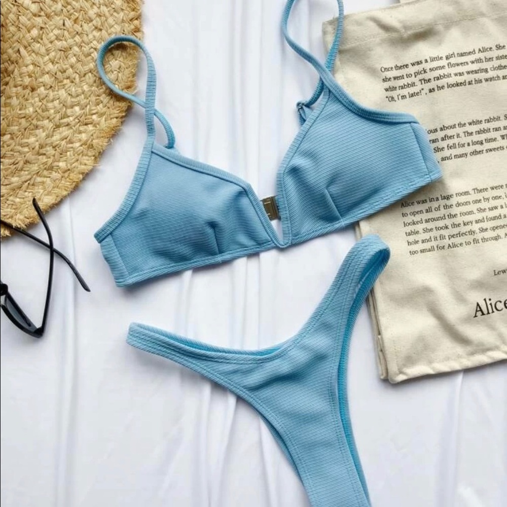 SHEIN V cut top and high cut bottoms.